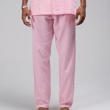 PINK RELAXED WAFFLE PANTS