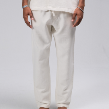 WHITE RELAXED TEXTURED PANTS