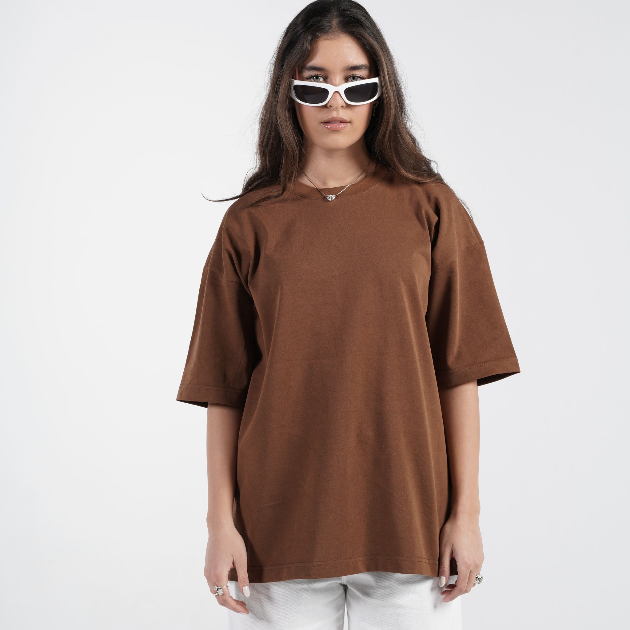 DARK BROWN ORGANDY OVER-SIZED T-SHIRT