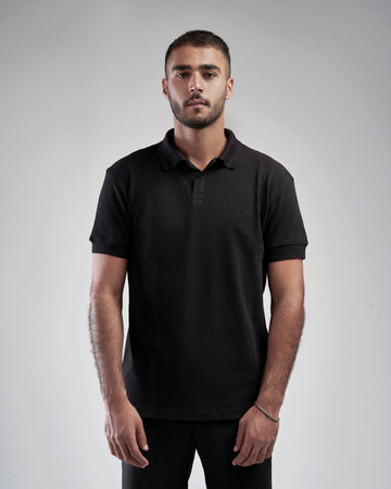 BLACK BUTTONLESS POLO SHIRT