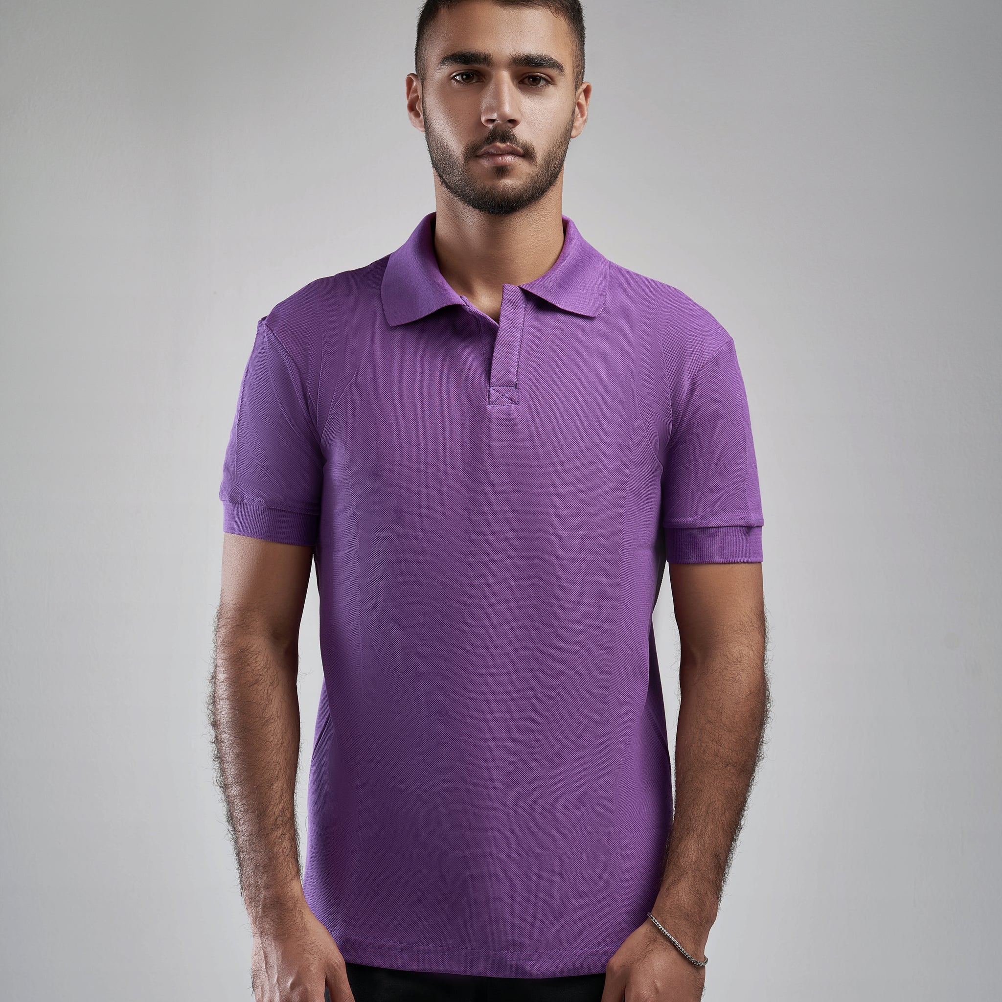 PURPLE BUTTONLESS POLO SHIRT