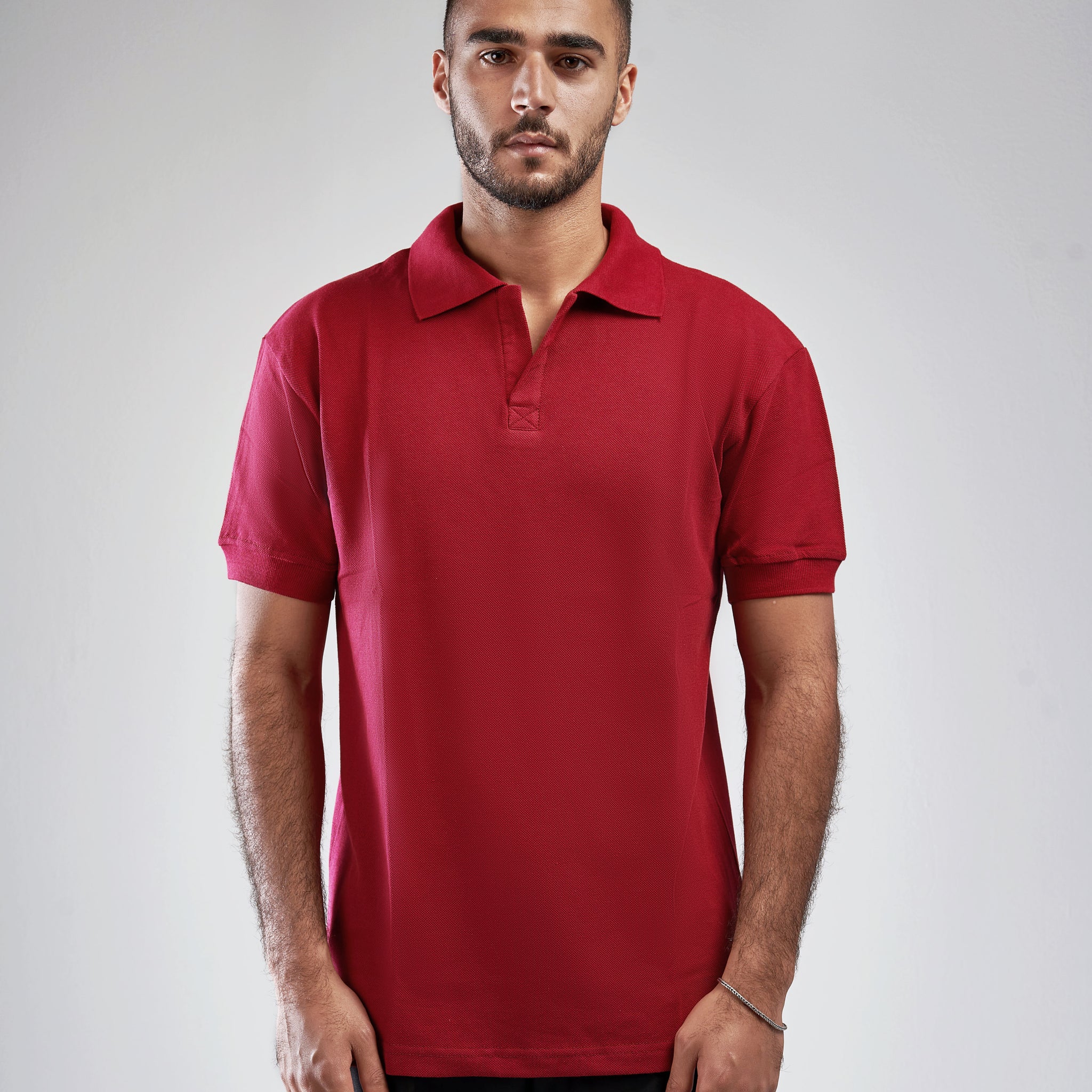 MAROON BUTTONLESS POLO SHIRT