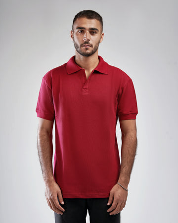 MAROON BUTTONLESS POLO SHIRT