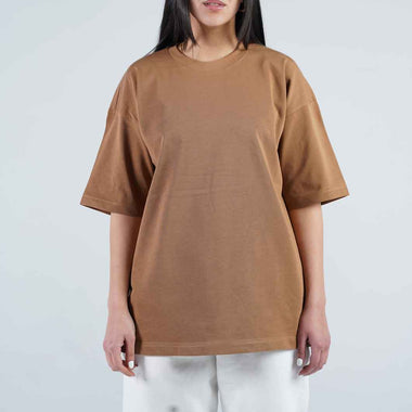 TAWNY BROWN ORGANDY OVER-SIZED T-SHIRT