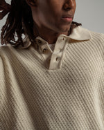 BUTTONED OFF WHITE KNITTED POLO