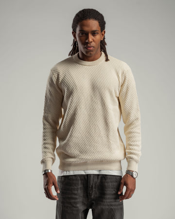 ROUND NECK OFF-WHITE KNIT-WEAR