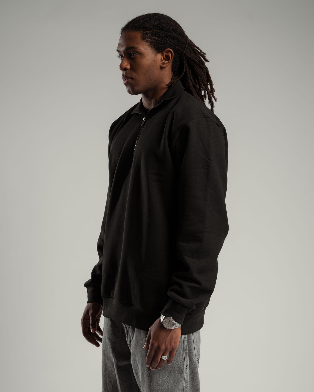 QUARTER-ZIP BLACK SWEATSHIRT