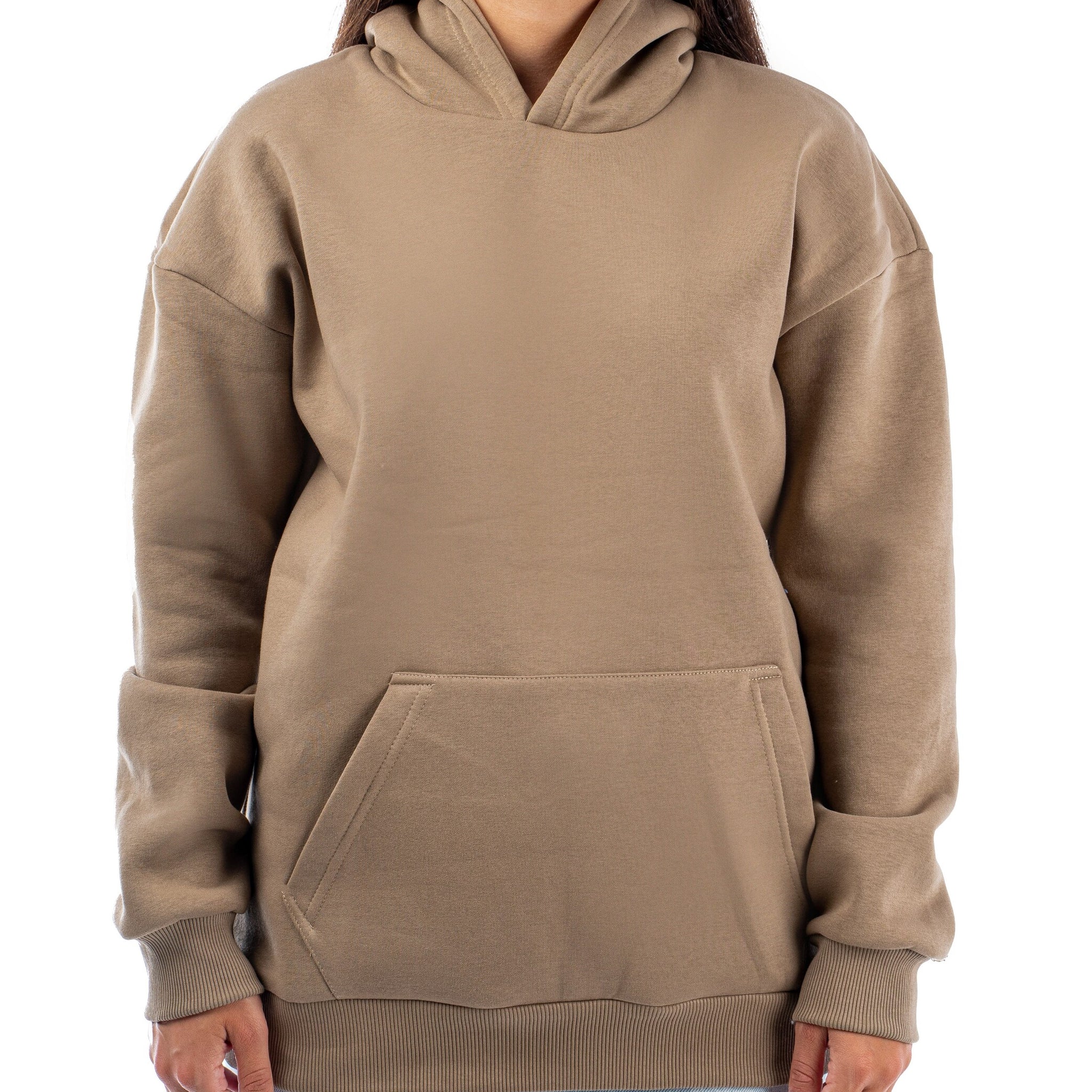 TAWNY BROWN LOOSE-FIT HOODIE