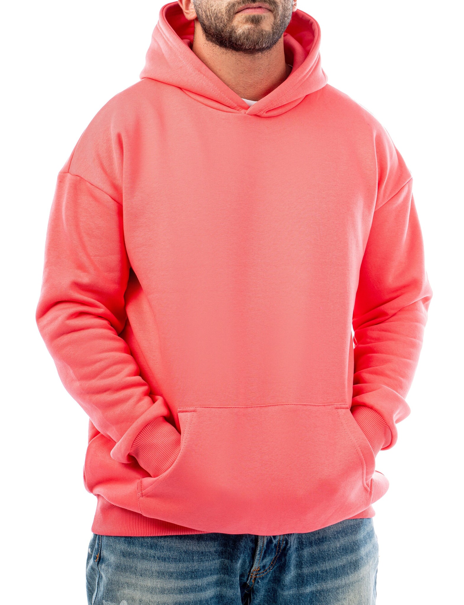 CORAL RED LOOSE-FIT HOODIE