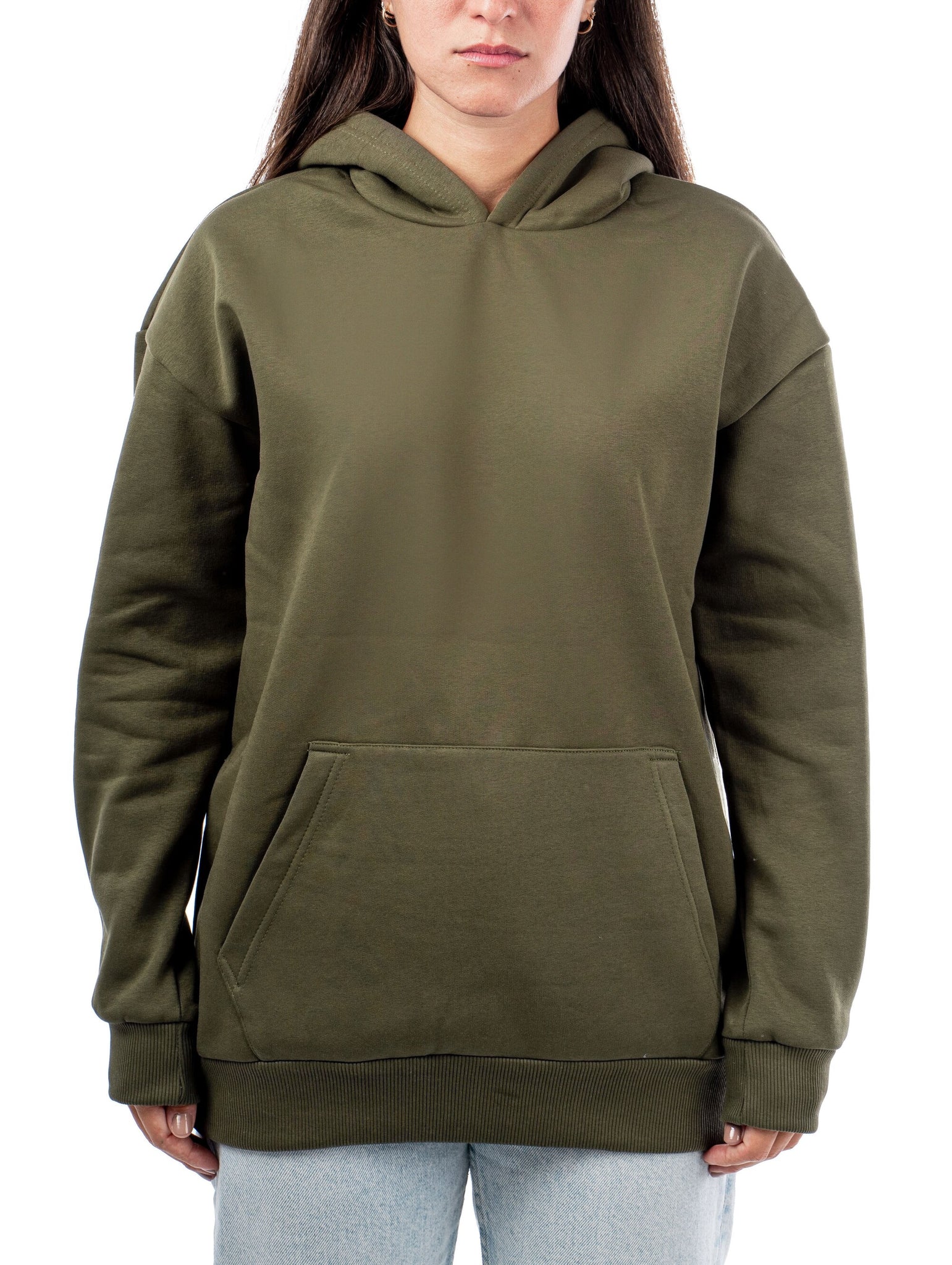 OLIVE LOOSE-FIT HOODIE