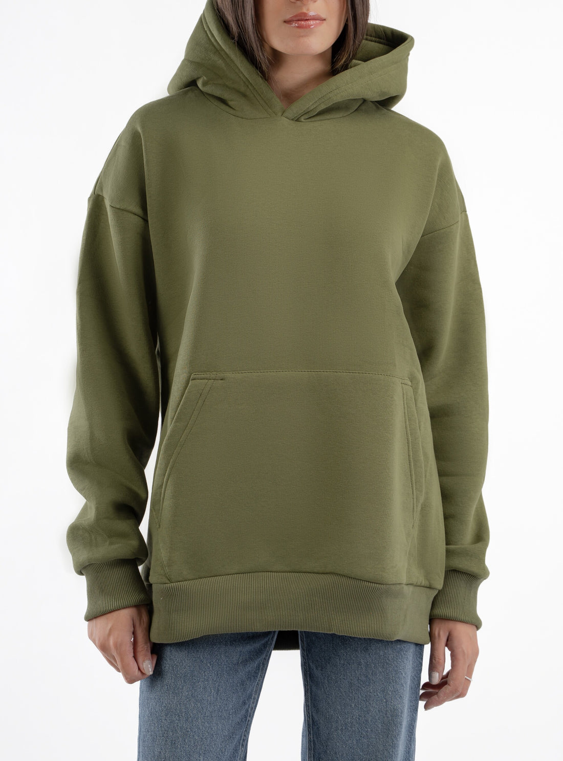 KHAKI GREEN OVER-SIZED HOODIE