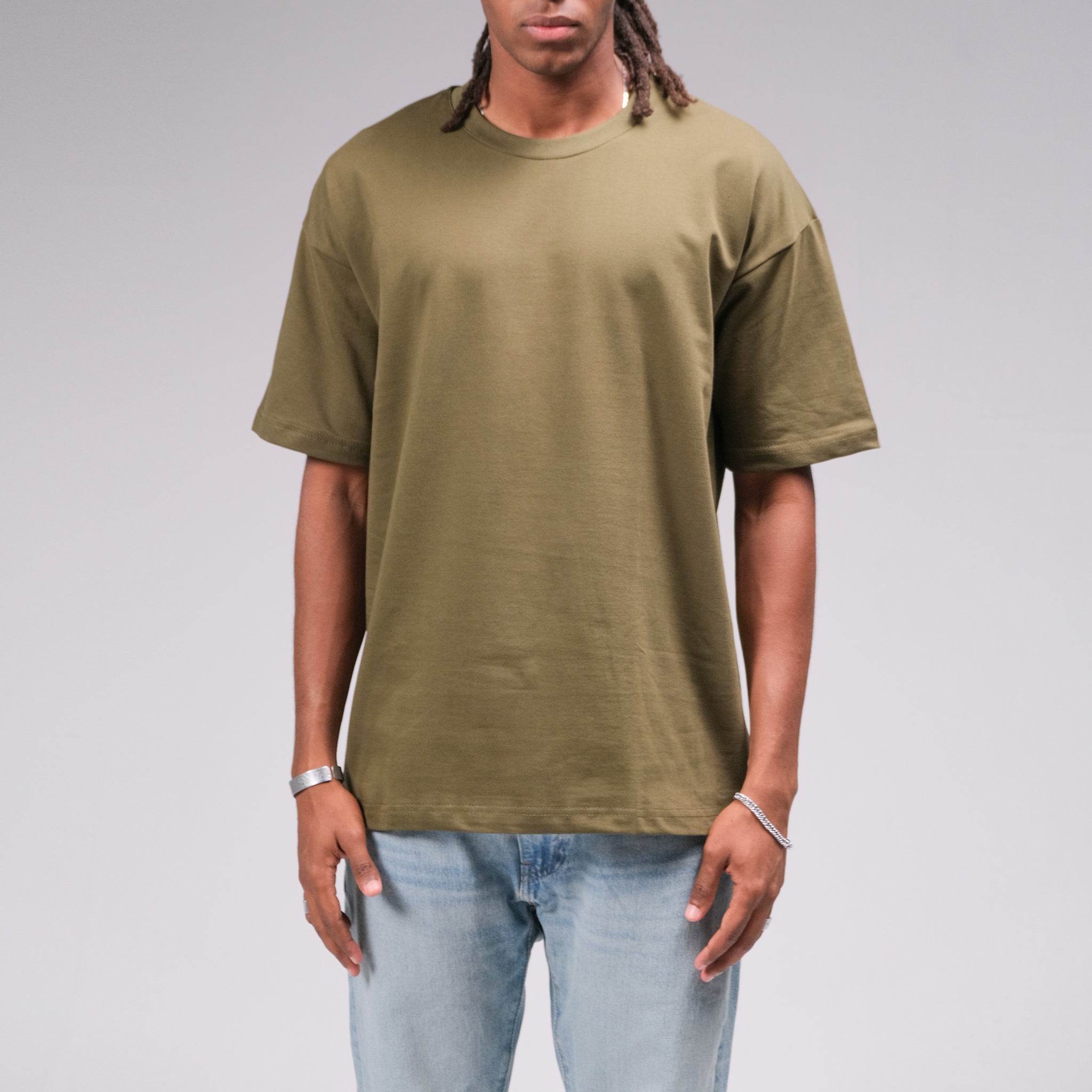 OLIVE SUMMER MELTON OVER-SIZED T-SHIRT