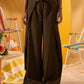 DARK BROWN WRAP-FRONT WIDE LEG PANTS