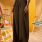 DARK BROWN WRAP-FRONT WIDE LEG PANTS