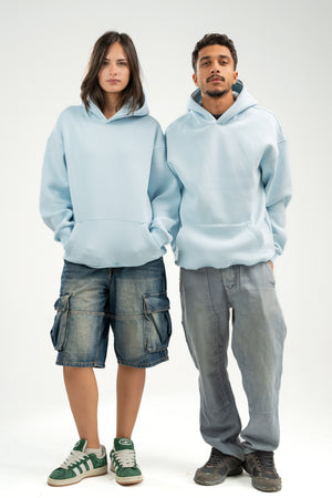 SKY-BLUE OVER-SIZED HOODIE