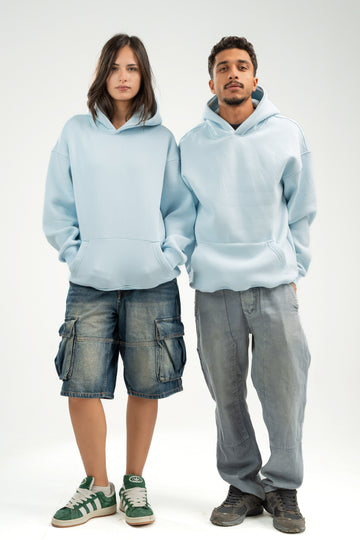 SKY-BLUE OVER-SIZED HOODIE