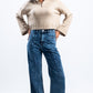BEIGE CROPPED KNITTED QUARTER ZIP