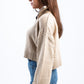 BEIGE CROPPED KNITTED QUARTER ZIP