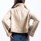 BEIGE CROPPED KNITTED QUARTER ZIP