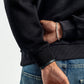 BLACK RIBBED DIAGONAL CREWNECK