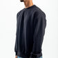 BLACK RIBBED DIAGONAL CREWNECK