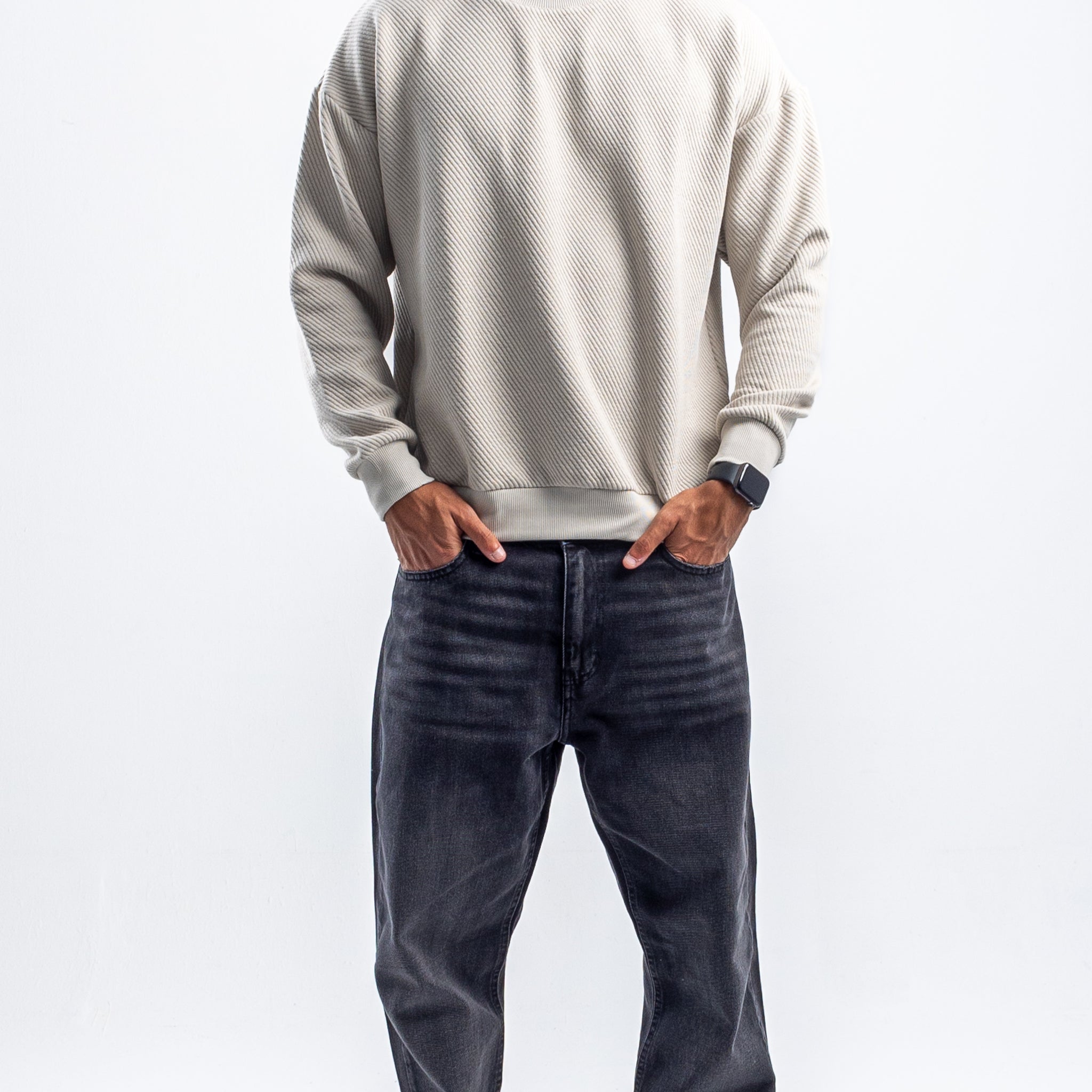 LIGHT MINT RIBBED DIAGONAL CREWNECK