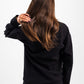 BLACK ZIP-UP RIBBED SWEATSHIRT