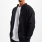 BLACK ZIP-UP RIBBED SWEATSHIRT