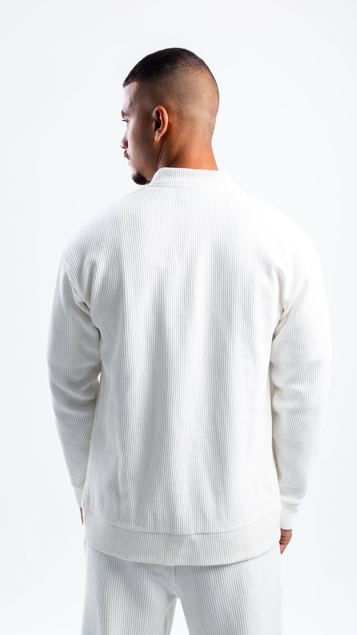 OFF-WHITE ZIP-UP RIBBED SWEATSHIRT