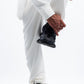 OFF-WHITE RIBBED STRAIGHT LEG PANTS