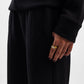 BLACK RIBBED STRAIGHT LEG PANTS