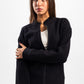 BLACK ZIP-UP RIBBED SWEATSHIRT