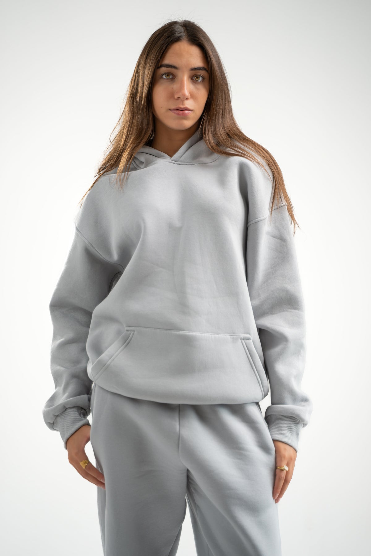 LIGHT GREY OVER-SIZED HOODIE