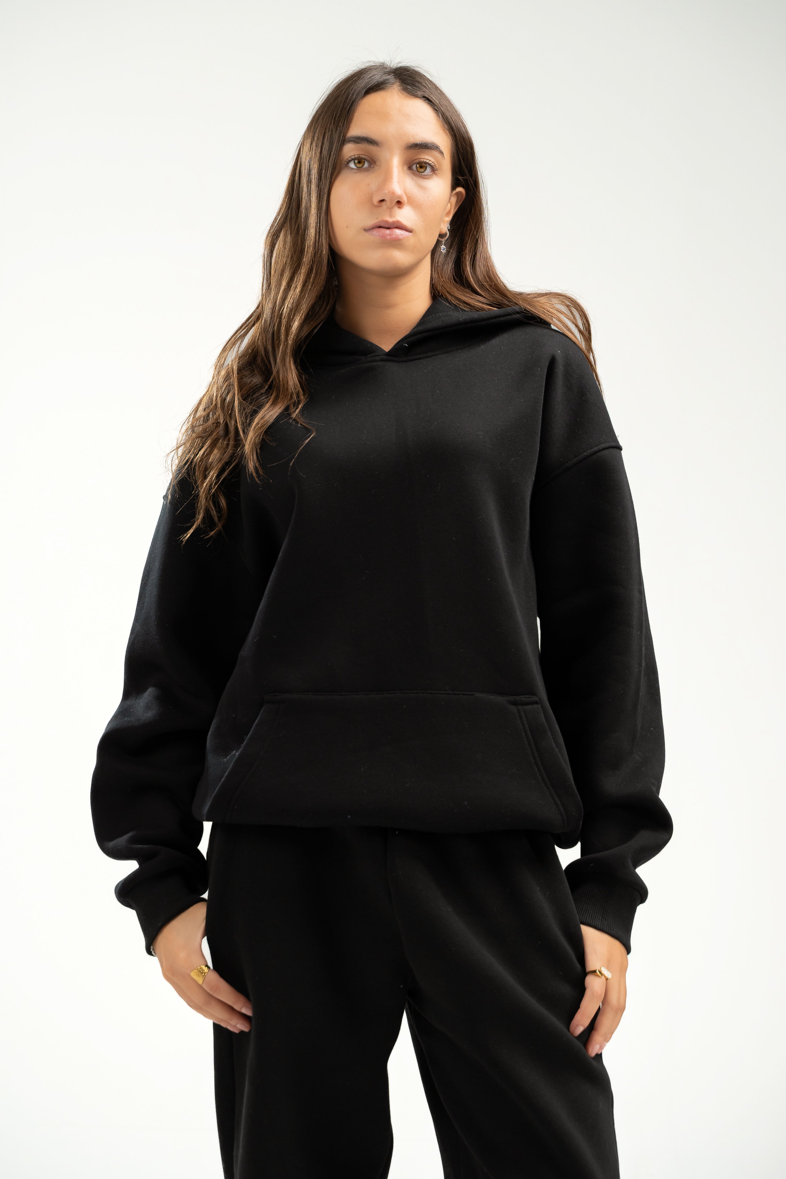 BLACK OVER-SIZED HOODIE