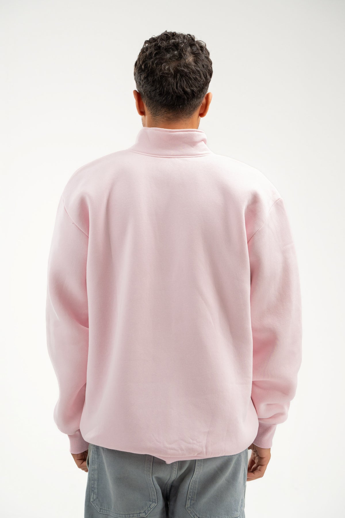 QUARTER-ZIP LIGHT PINK SWEATSHIRT