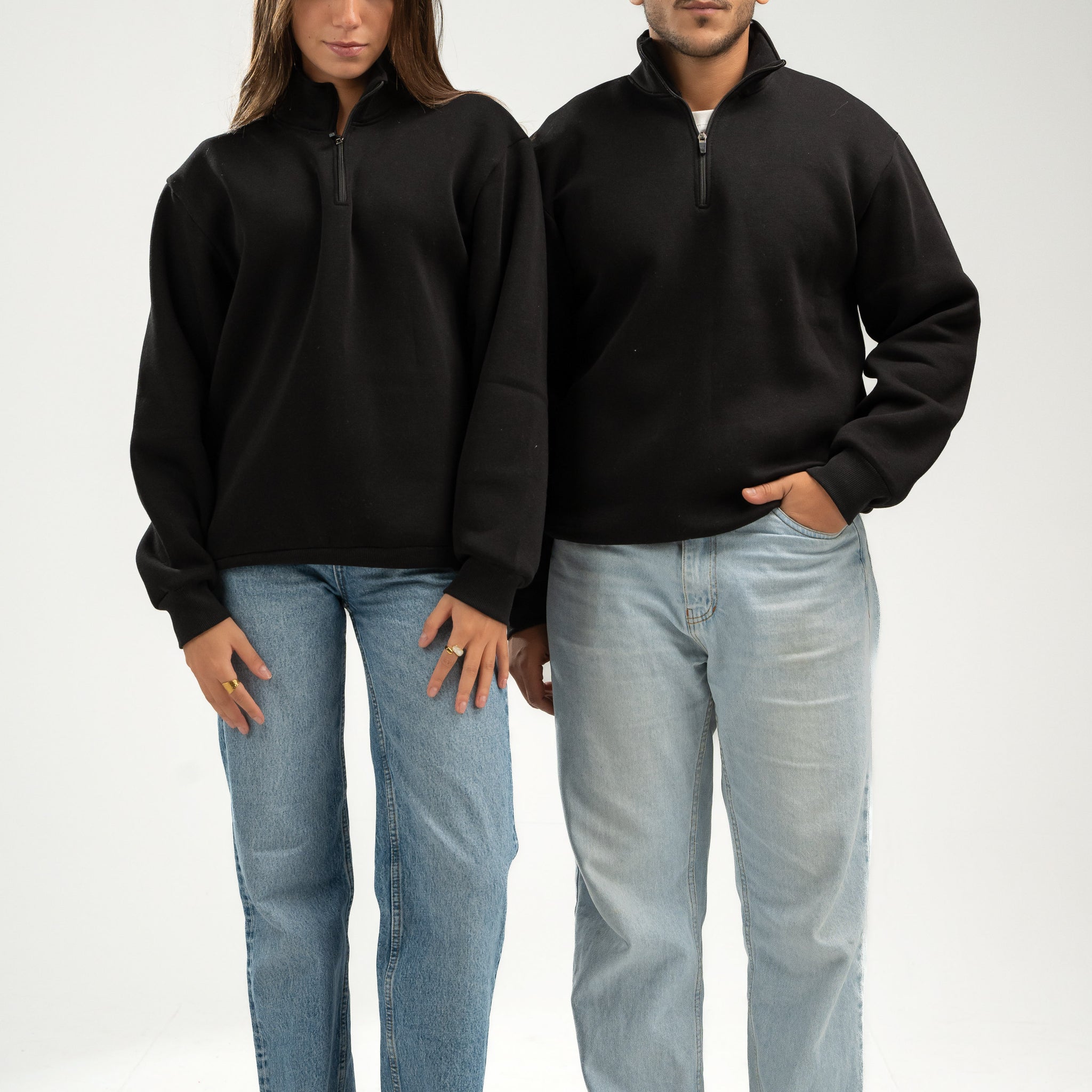 QUARTER-ZIP BLACK SWEATSHIRT