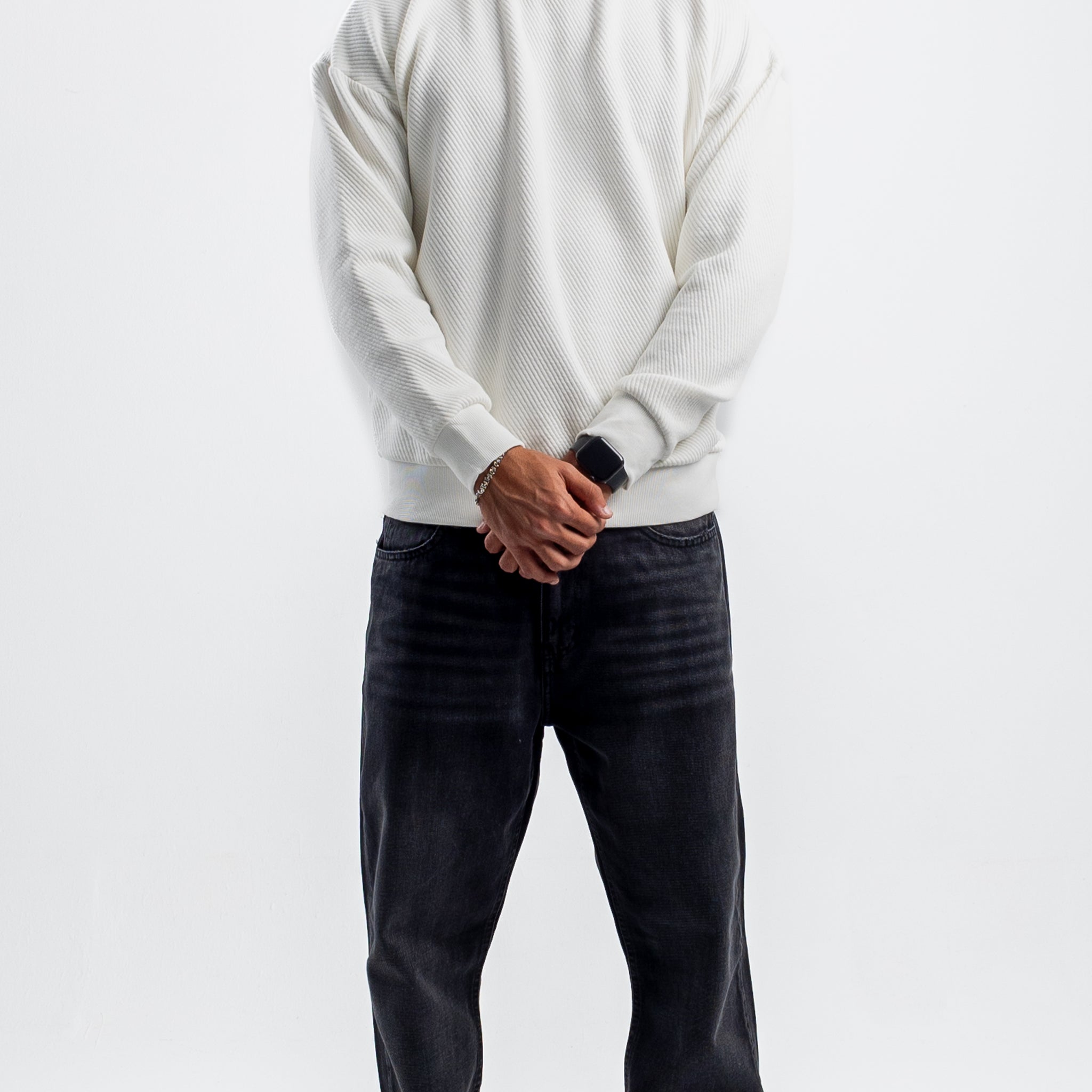 OFF-WHITE RIBBED DIAGONAL CREWNECK