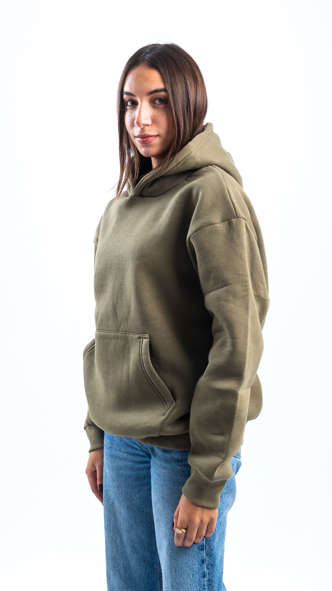 KHAKI GREEN OVER-SIZED HOODIE