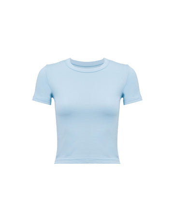 BABY BLUE COTTON - SHORT SLEEVES TOP