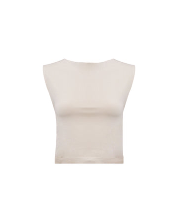 BEIGE COTTON - SLEEVELESS TOP