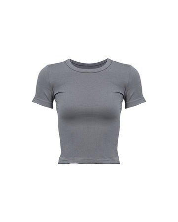 GREY POLYESTER - SHORT SLEEVES TOP