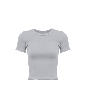 LIGHT GREY COTTON - SHORT SLEEVES TOP