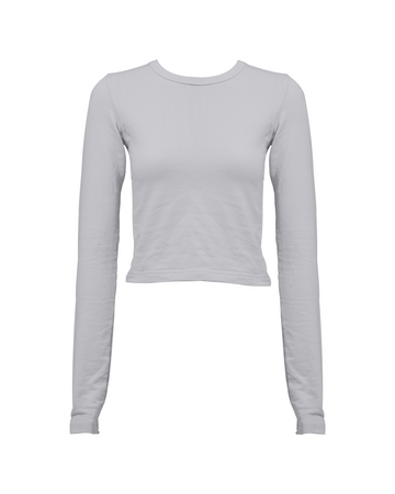 LIGHT GREY COTTON - LONG SLEEVES TOP