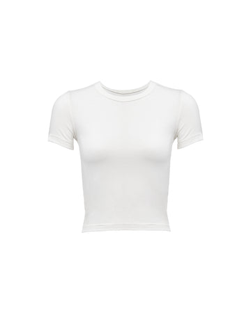 WHITE POLYESTER - SHORT SLEEVES TOP