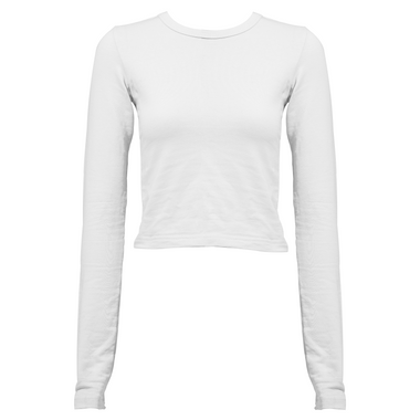 WHITE  POLYESTER - LONG SLEEVES TOP