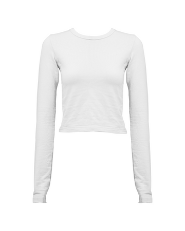 WHITE  POLYESTER - LONG SLEEVES TOP