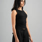 BLACK RIBBED TANK TOP WITH STUDS