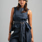 BLUE LIGHT WEIGHT DENIM TOP WITH GOLD DETAIL