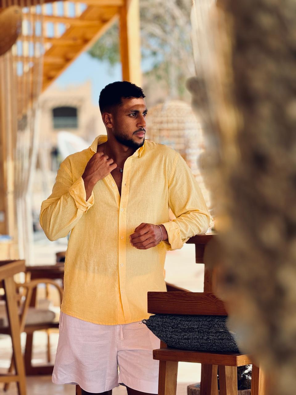 LIGHT YELLOW LINEN SHIRT