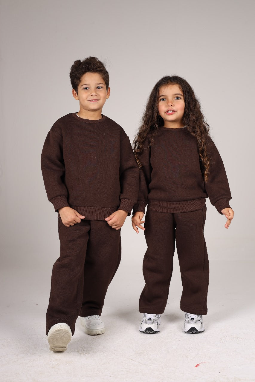DARK BROWN LITTLE ONES BOXY-FIT CREWNECK